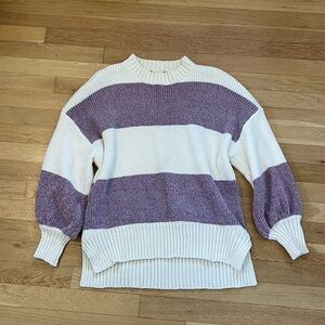 Purple/White Striped Oversized Sweater